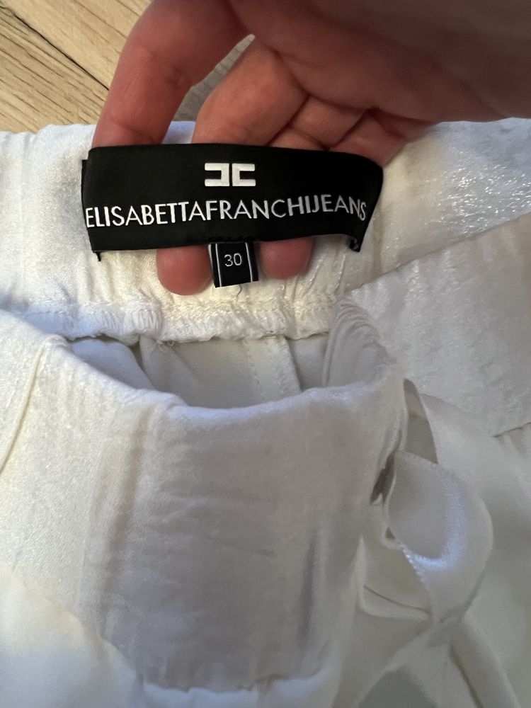 Lekkie, białe spodnie Elisabetta Franchi Jeans rozm 30