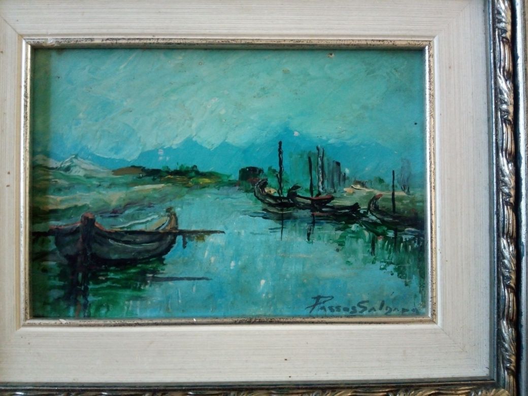 PASSOS SALGADO - marinha - barcos - pintura em óleo sobre platex