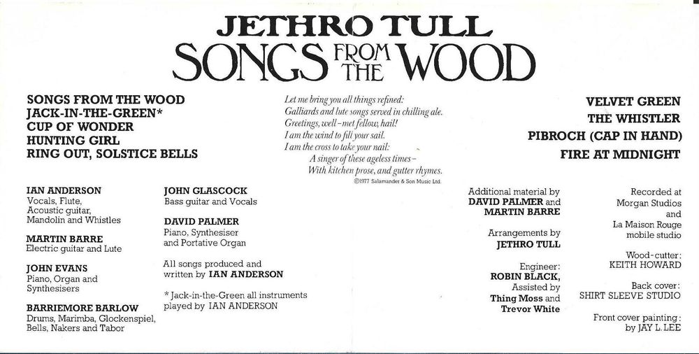 Jethro Tull - - - - - Songs From The Wood - - - - - CD