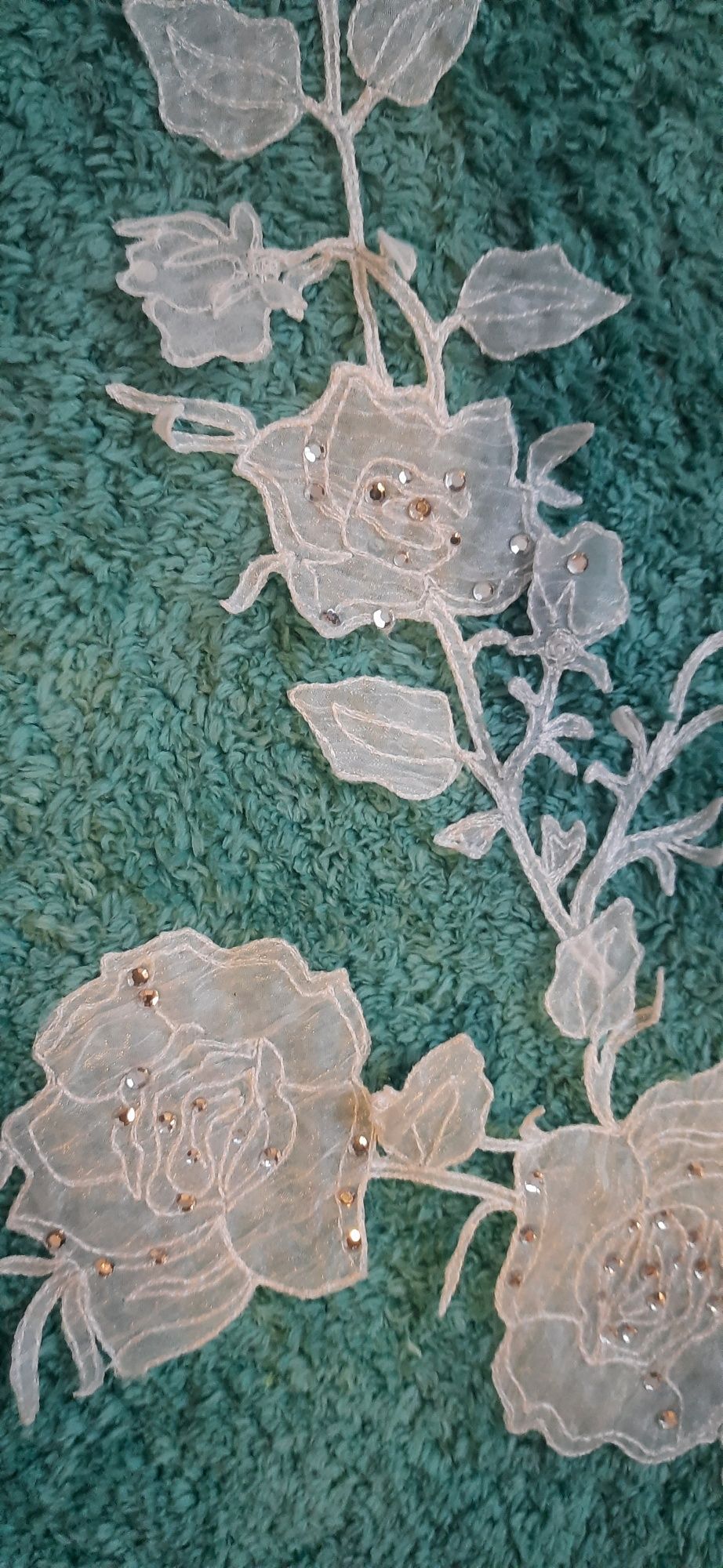 Aplikacja haft biały kwiat na materiał, suknie