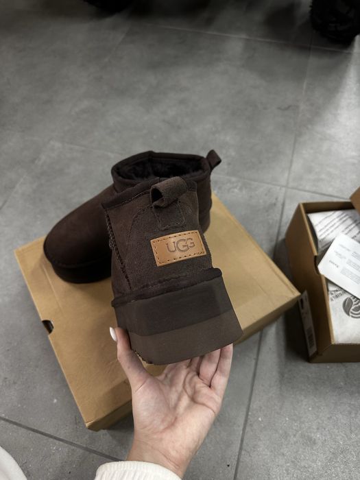 Жіночі натуральні уггі угги Ugg Ultra Mini Platform Brown/шоколад 38