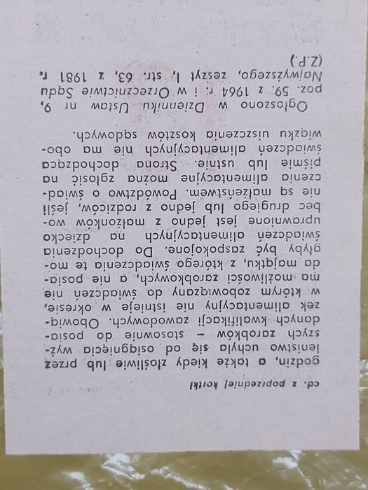 Kalędarz stara kartka z kalendarza 1985rok