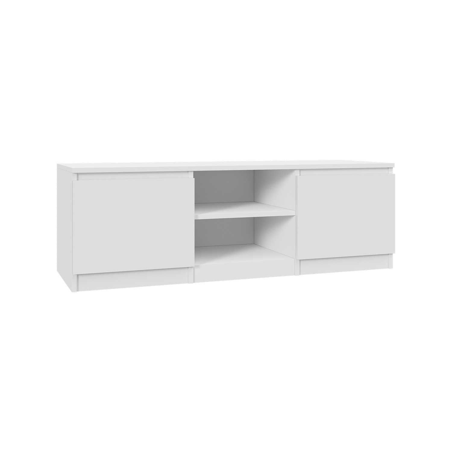Szafka RTV komoda 120 cm / biała, dąb, połysk / salon sypialnia