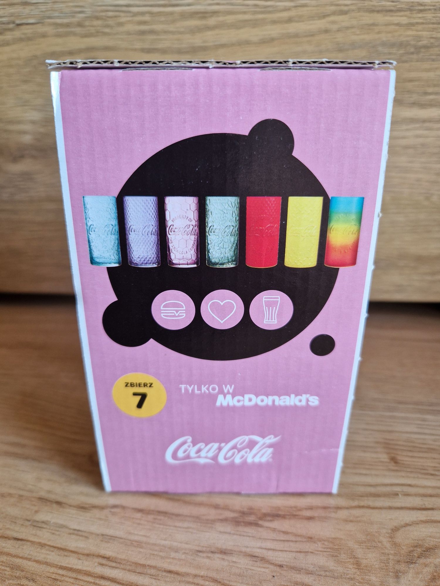 Coca Cola nowa szklanka McDonald's różowa w pudełku limitowana edycja