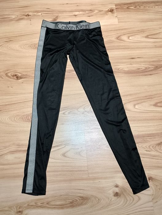 Czarne Legginsy Piżama Z Lampasem Calvin Klein Sleepwear