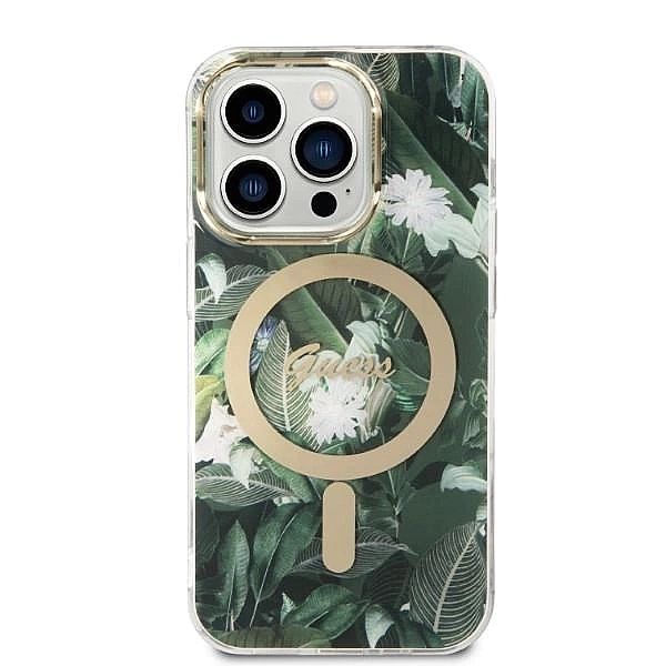 Etui Guess Jungle MagSafe na iPhone 14 Pro + ładowarka indukcyjna - zi