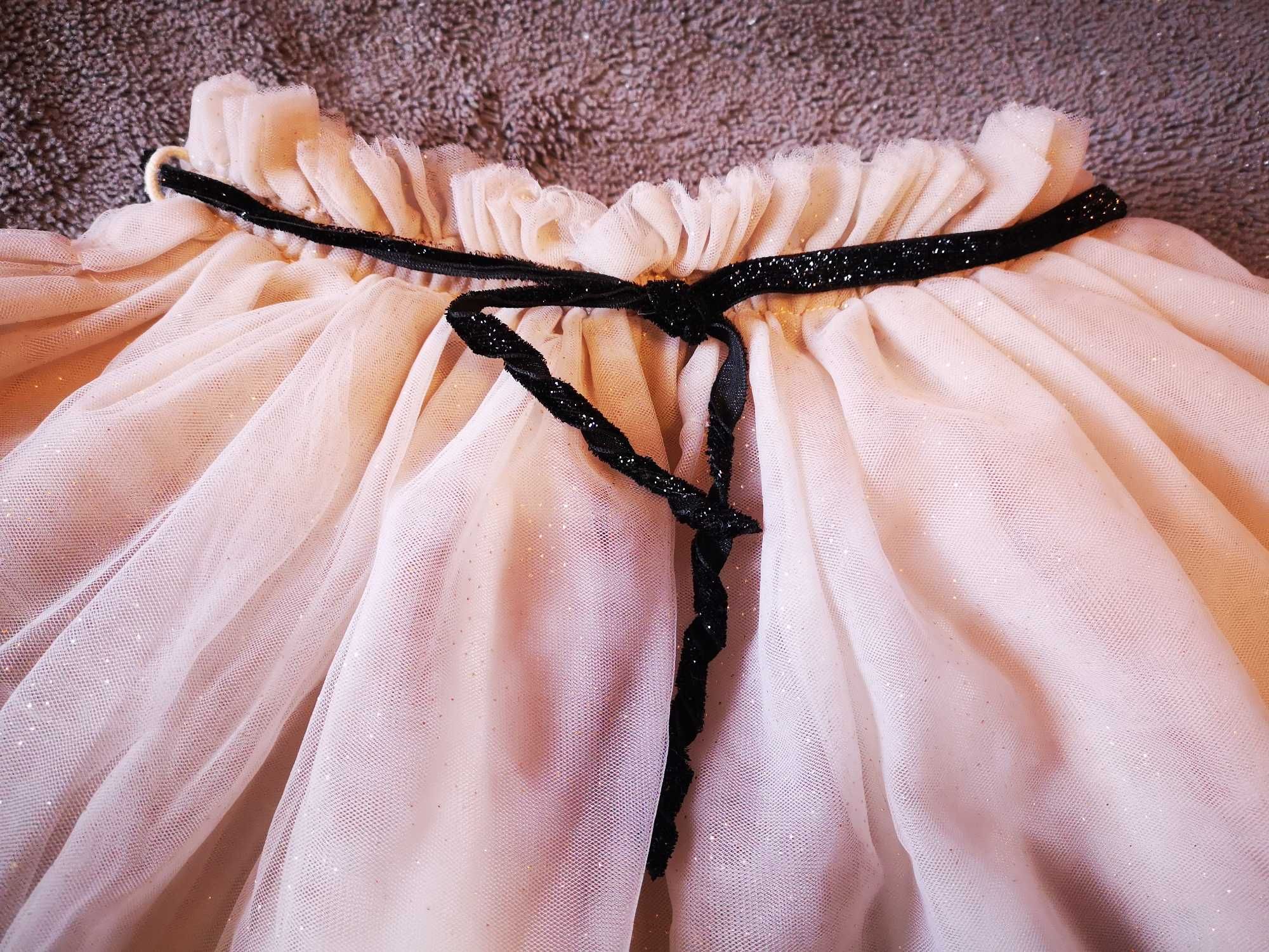 Spódnica spódniczka elegancka r. 116 złote drobinki 3 warstwy tiulu