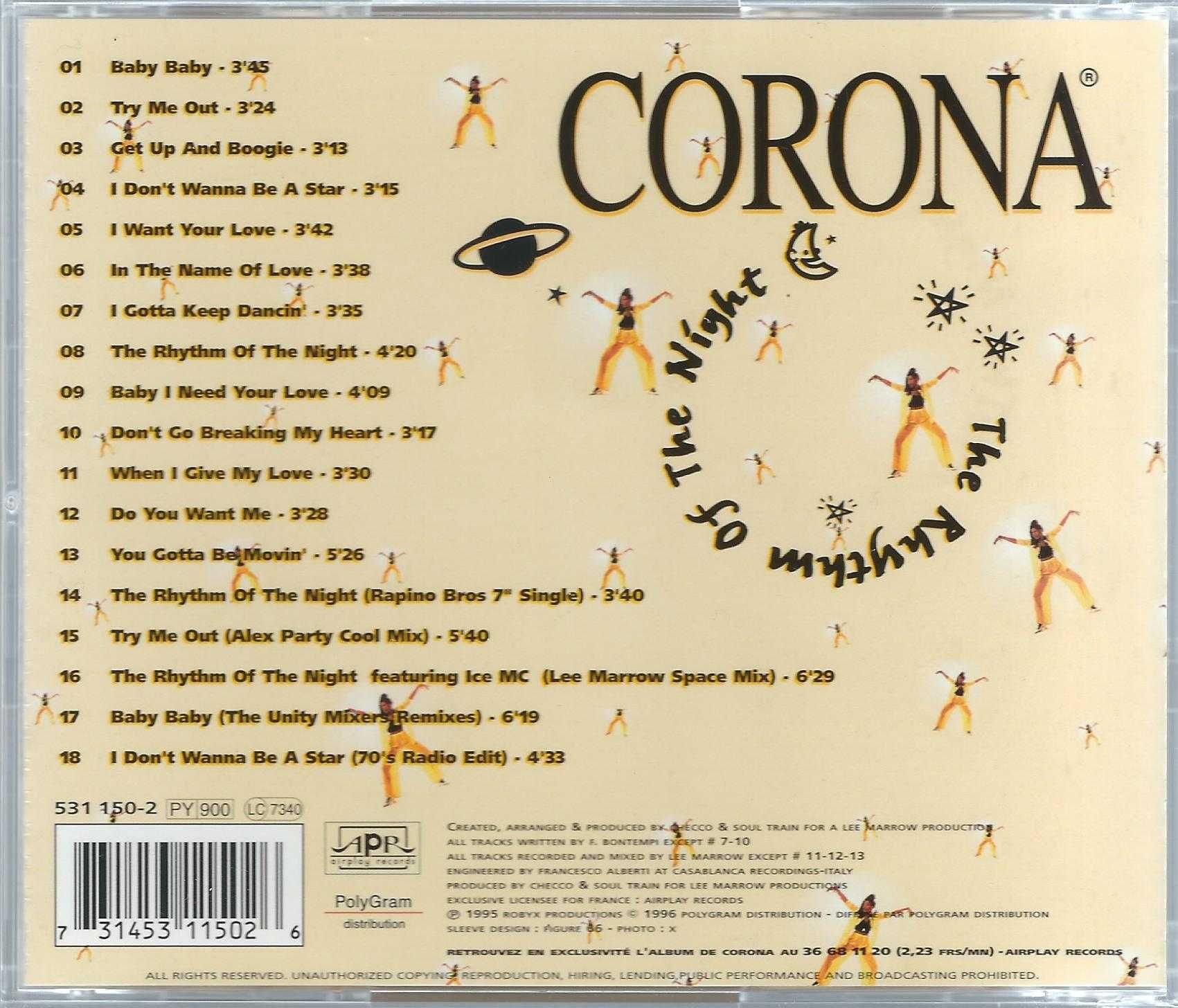 CD Corona - The Rhythm Of The Night (1996) (Airplay Records)