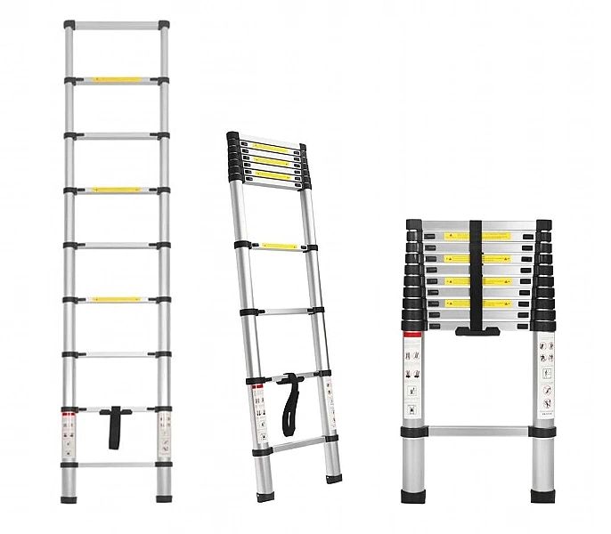 Drabina Teleskopowa Rozsuwana Aluminiowa 8 Stopni 2.6M Max 150Kg Kd407