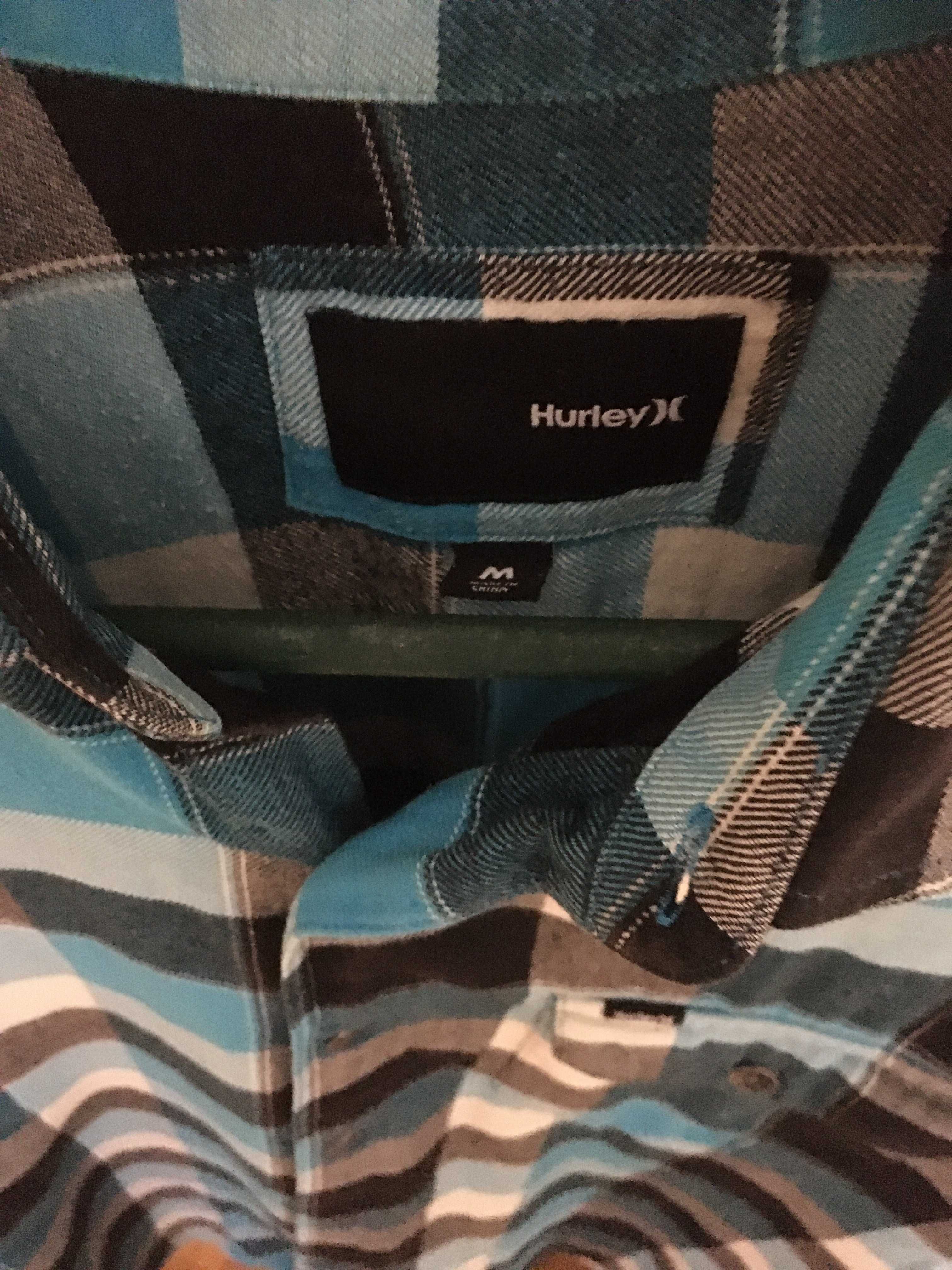 Camisa aos quadrados  azul claro como nova, da marca Hurley