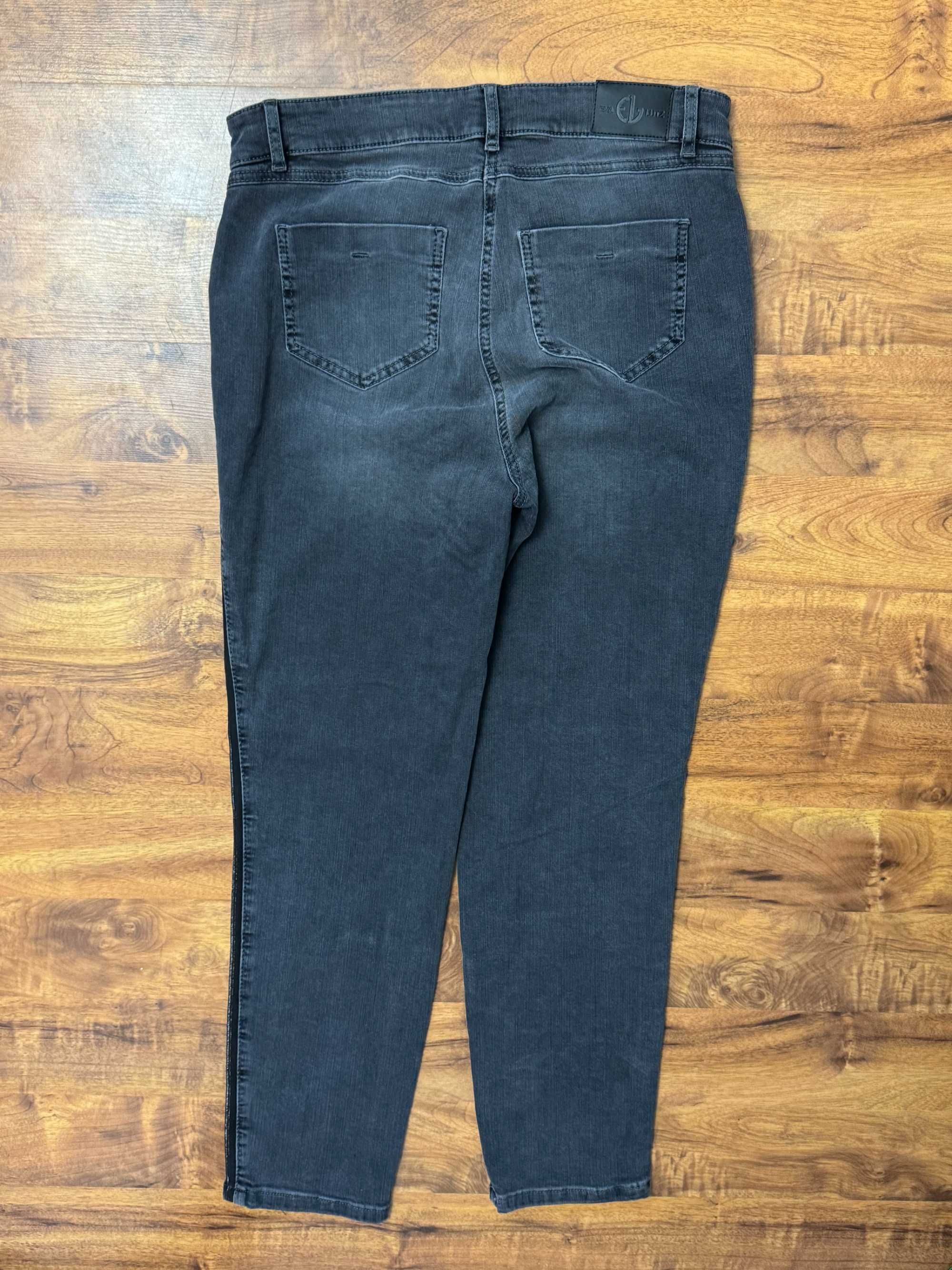 Spodnie jeansowe z lampasami jeansy grafitowe skinny Eva Lutz 40 L