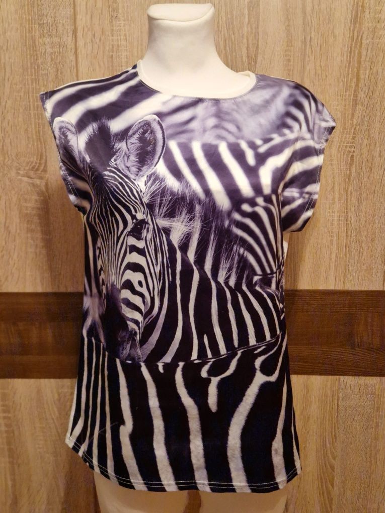 Bluzka zebra S/M koszulka paski elegancka 38