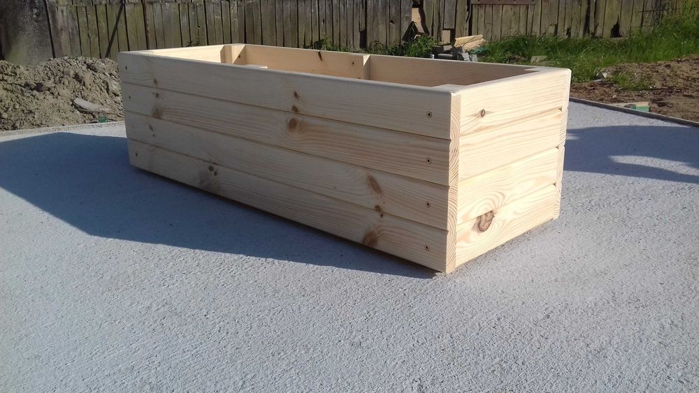 Duża donica drewniana ogrodowa naturalna