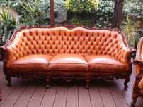 Sofa + 2 fotele Ludwik/Barok Rzeźbiona Skóra Antyk