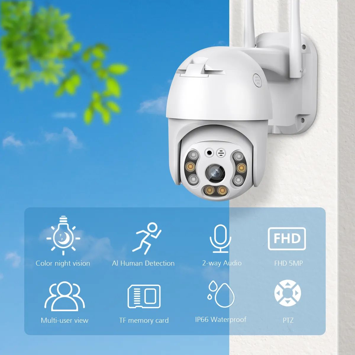 Уличная поворотная камера видеонаблюдения 2мп A6W2 ICSEE WiFi PTZ