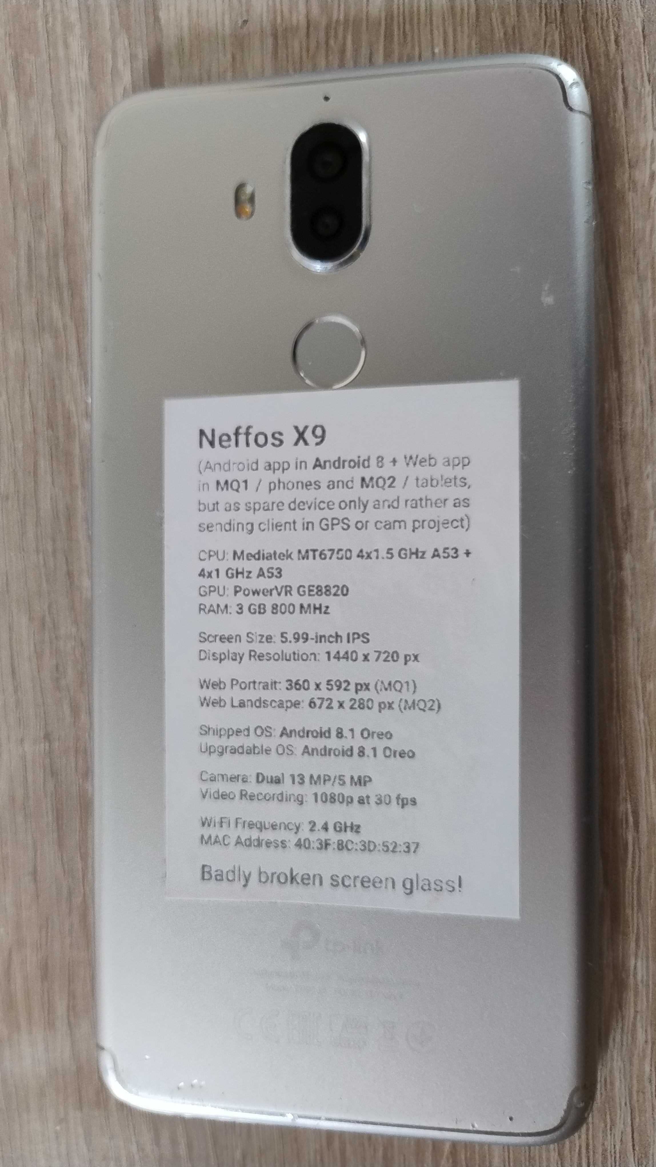 Telefon TP-LINK Neffos X9, trzaśnięty ekran, ale jest moc!