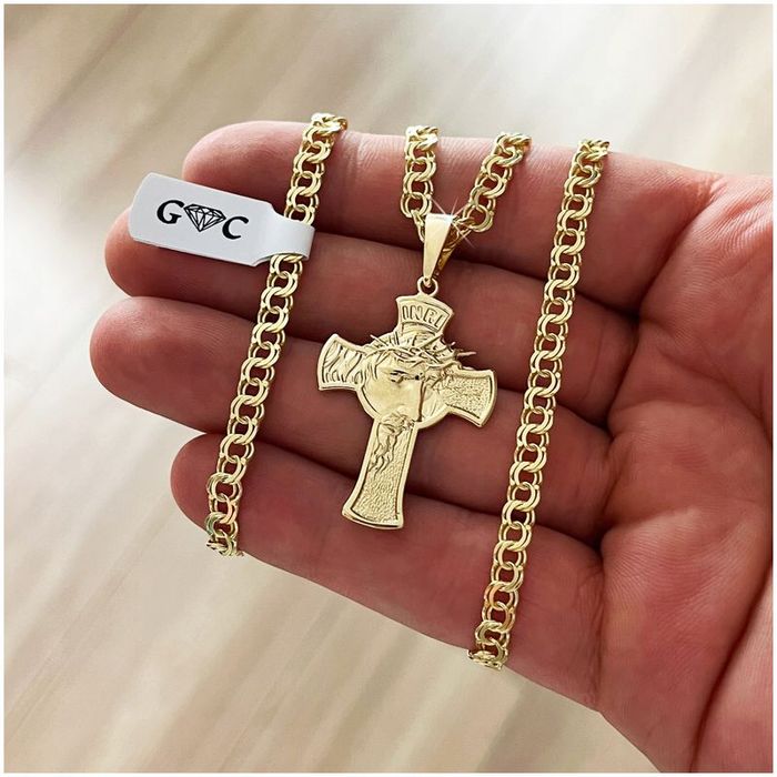 Męski Złoty Naszyjnik Z Krzyżem 925 Dla Niego Faceta Chłopaka Syna 55