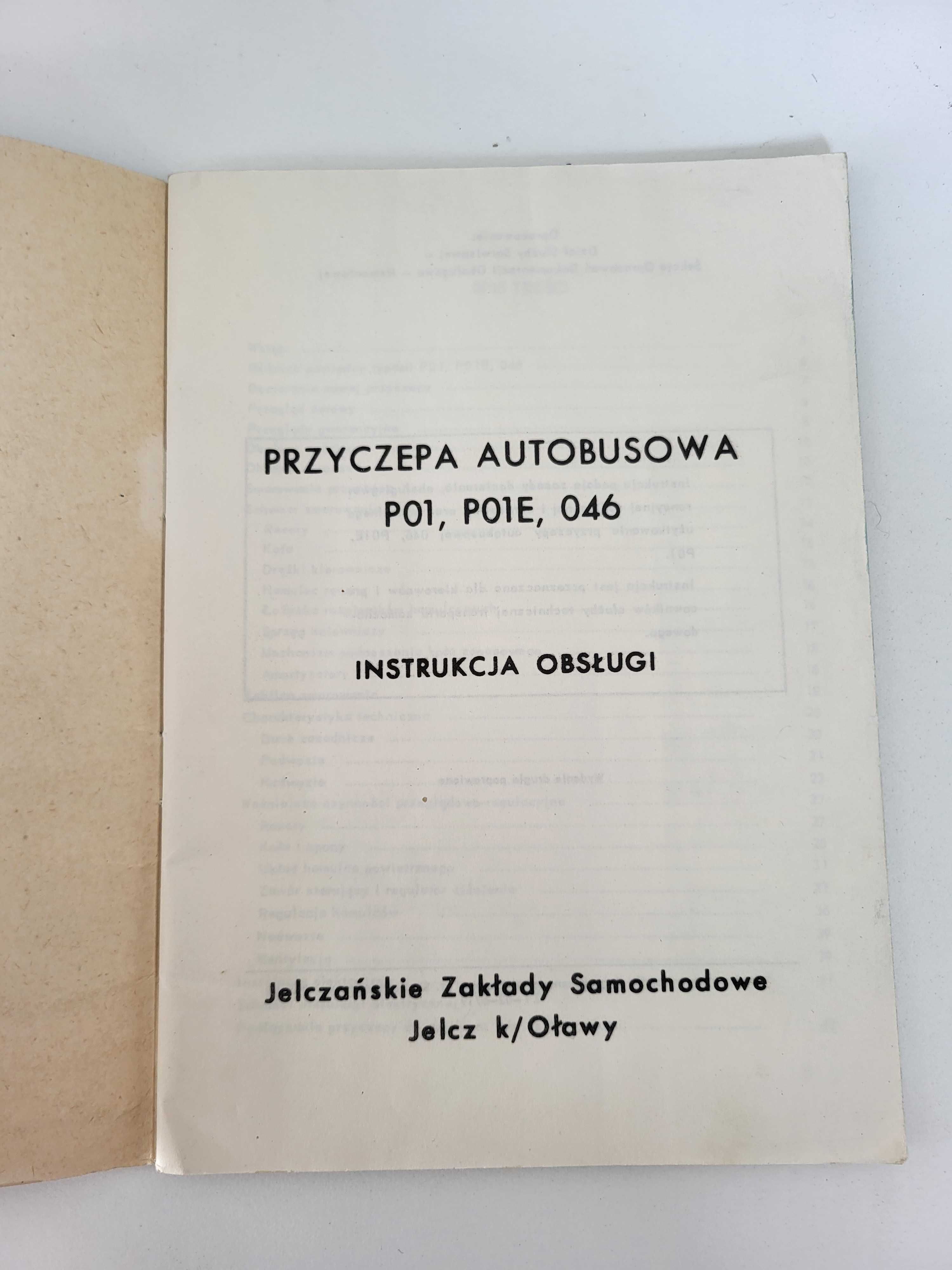 Oryginalna instrukcja obsługi przyczepy Jelcz P-01 PO1 Ogórek