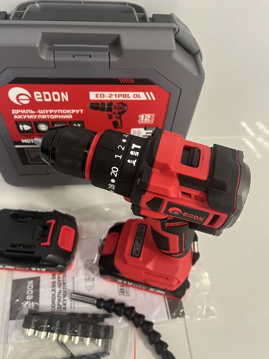 Потужний та компактний ударний шуруповерт Edon ED-21PBL OL з набором