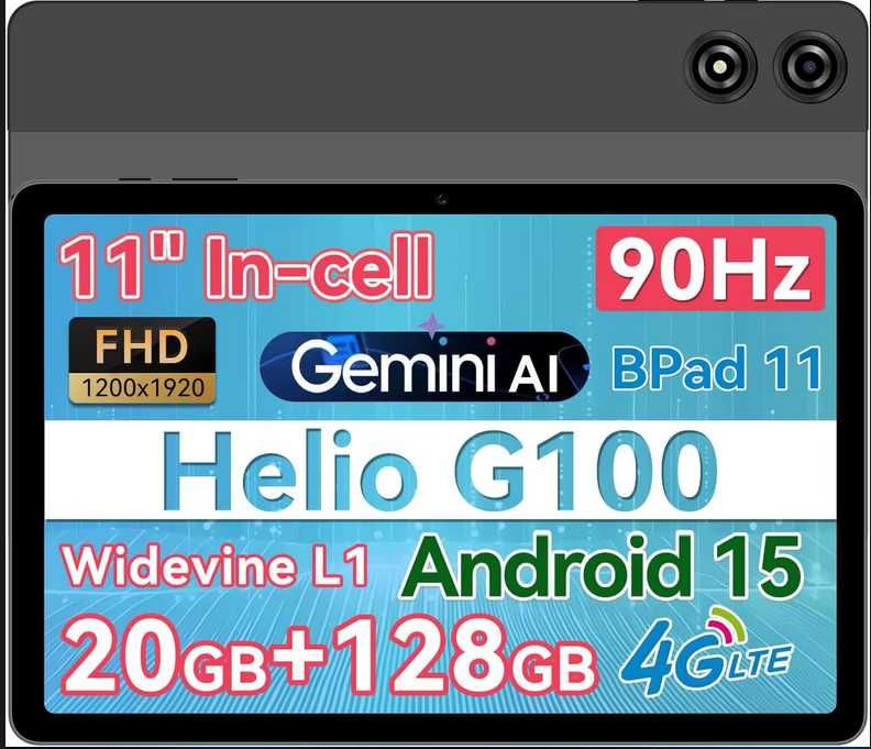 Ігровий Tablet 11". 24GB(8+16)/128Gb Helio G100 FHD+ 90Hz+Бампер+Чохол