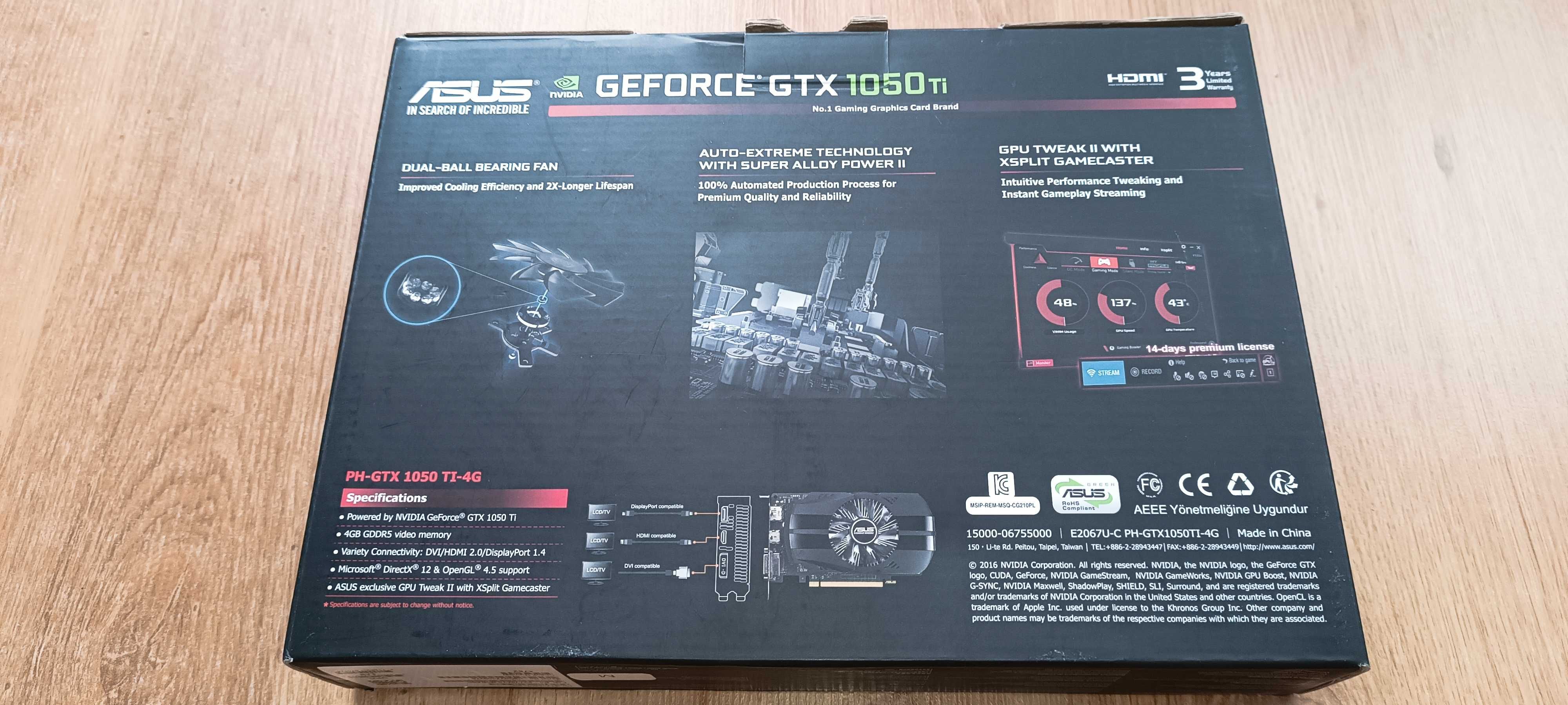 Karta graficzna Asus GeForce GTX 1050 Ti 4GB GDDR5