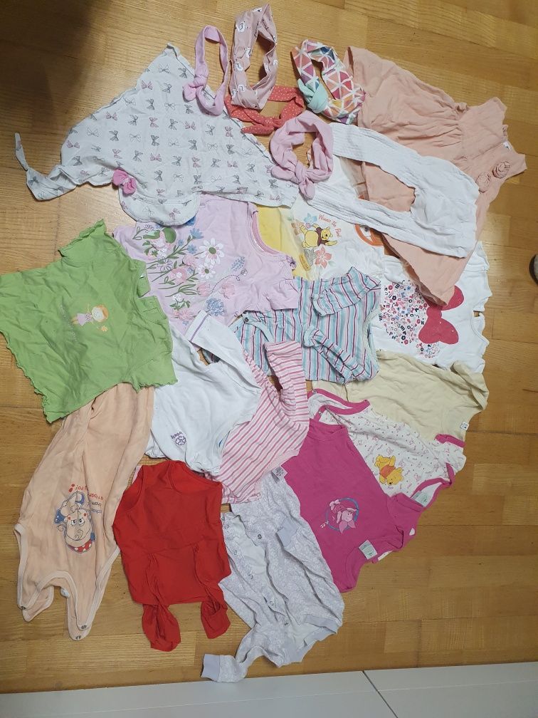 Paka dla dziewczynki 68 opaski sukienka rajstopki body koszulki strój