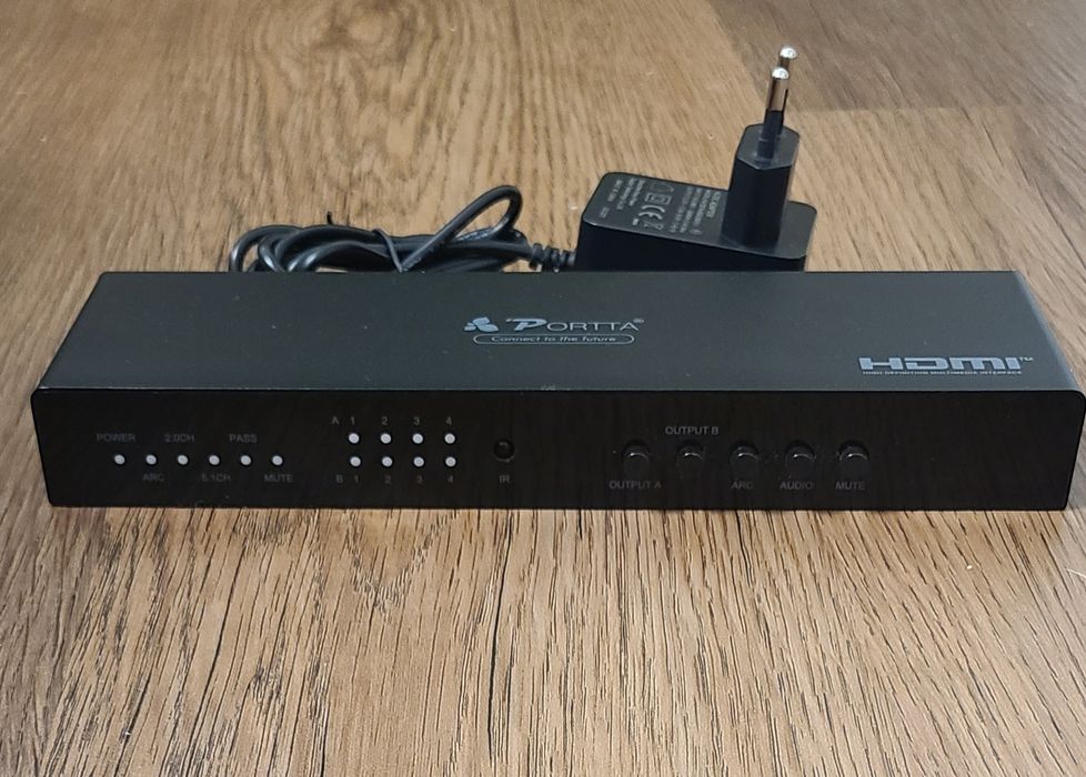 PORTTA HDMI Matrix 4x2, 4 In 2 Out 4K HDMI Matrix Switch Splitter with