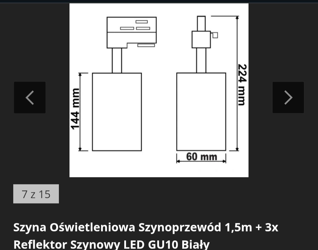 Reflektor szynowy biały GU10