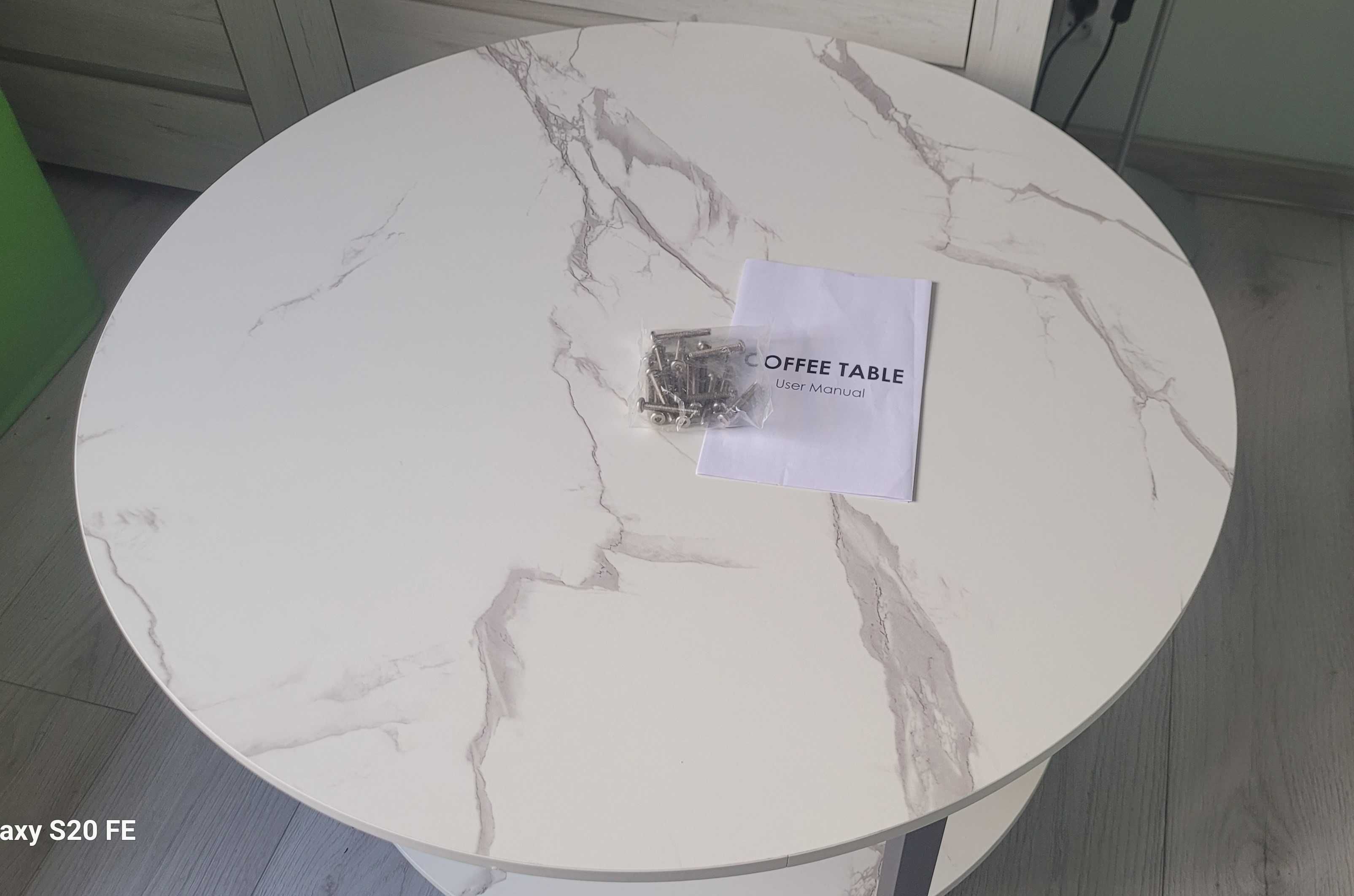Stolik kawowy okrągły. 80 cm, metalowe nogi. Nowy
