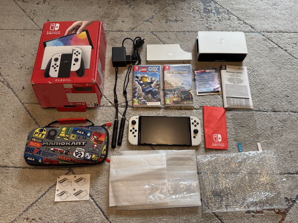 Nintendo switch Oled + 3 gry + Mariokart etui orginał NINTENDO