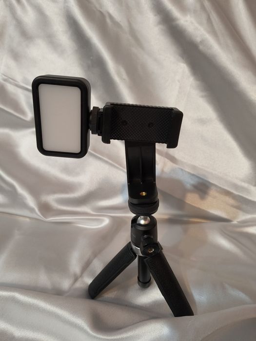 MAXCAM Dwukolorowa Lampa Wideo Statyw Klips Do Telefonu LED