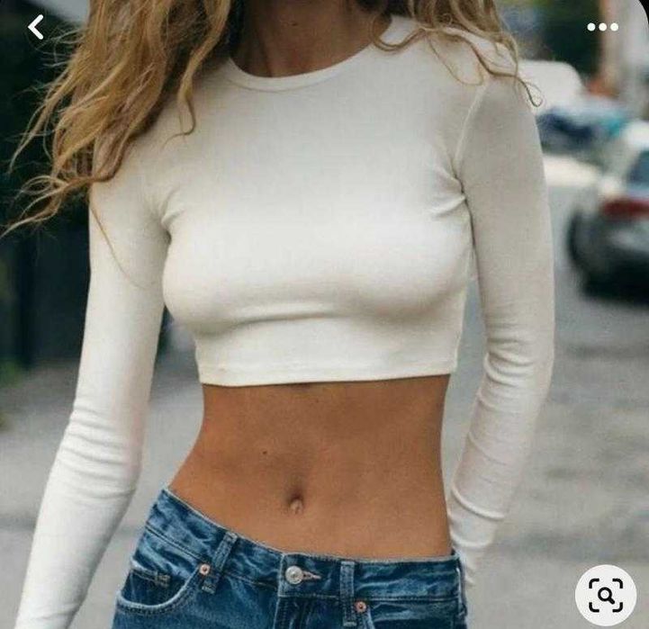 Новая укороченная кофта кроп-топ с длинным рукавом Zara