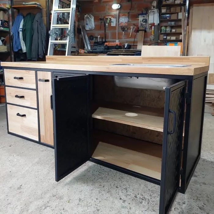 Szafka kuchenna dolna w stylu LOFT pod zlew.