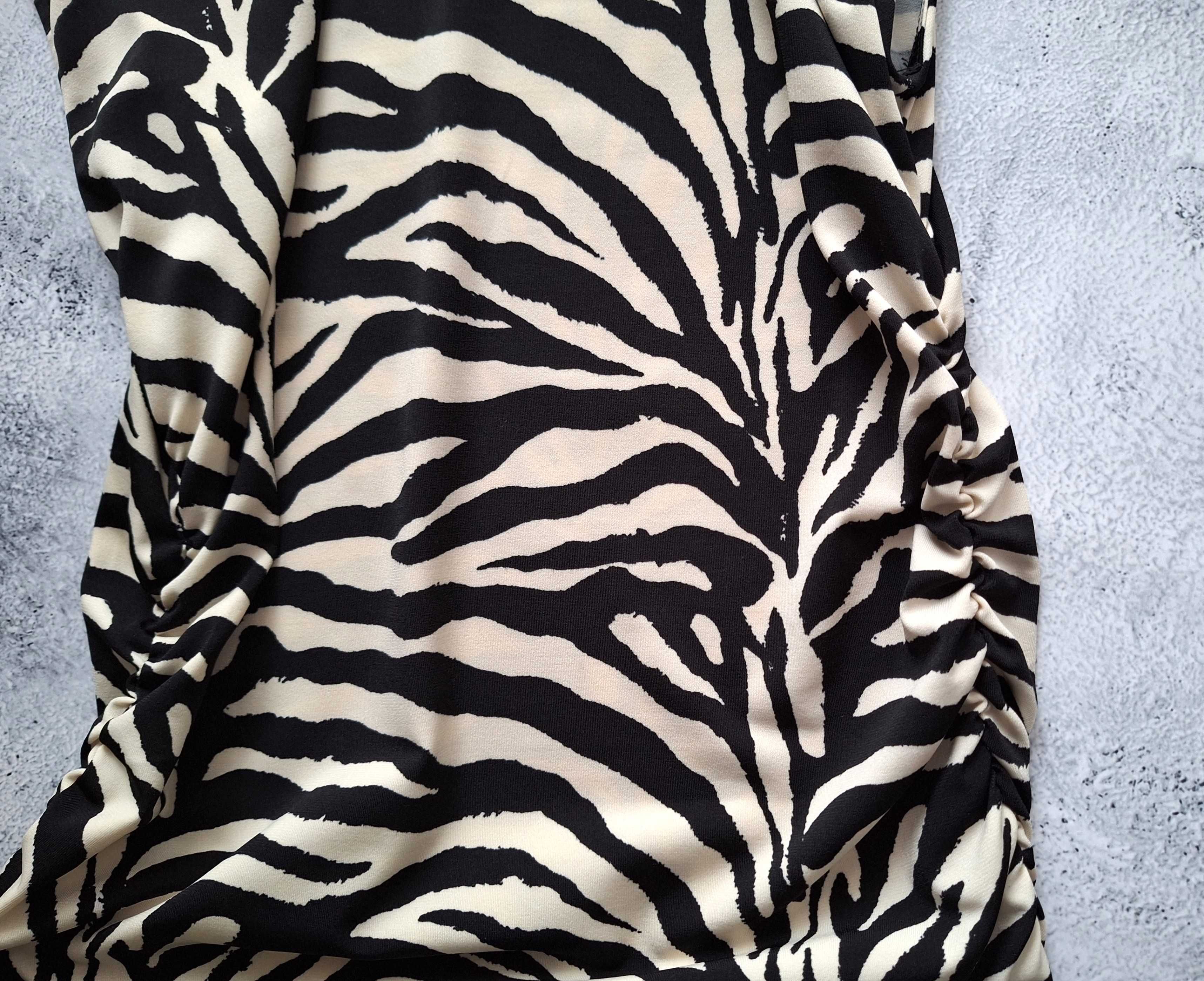 Nowa Ołówkowa Sukienka Midi z Wzorem Zebra H&M