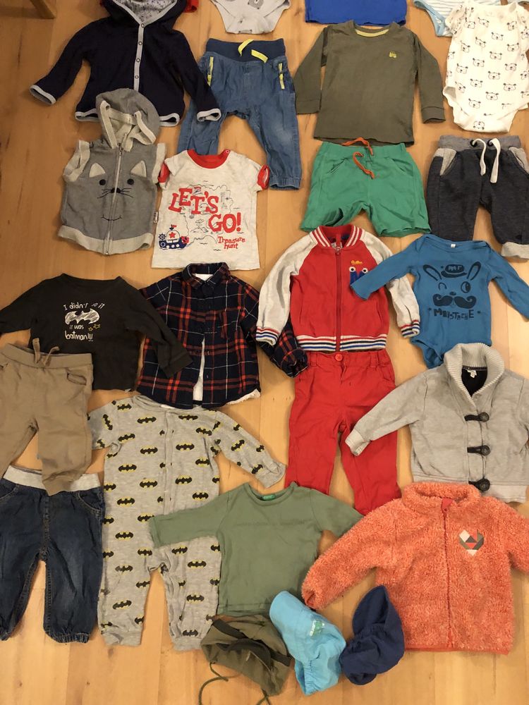 Paka 30 szt ubranek chłopiec, niemowlę 74 6-9 mcy, wiosna H&M 5-10-15