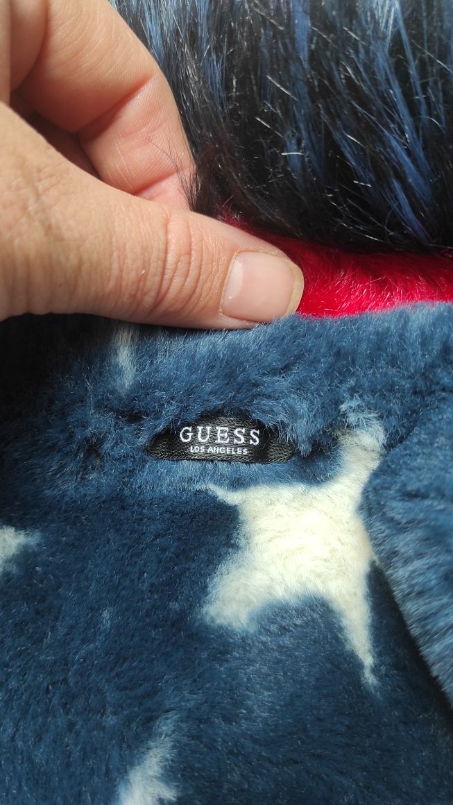 Kurtka guess jeansowa dzinsowa z podpinką futerkiem