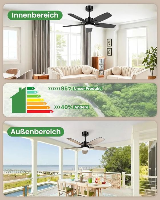 Потолочный вентилятор Mefine с подсветкой и пультом ДУ