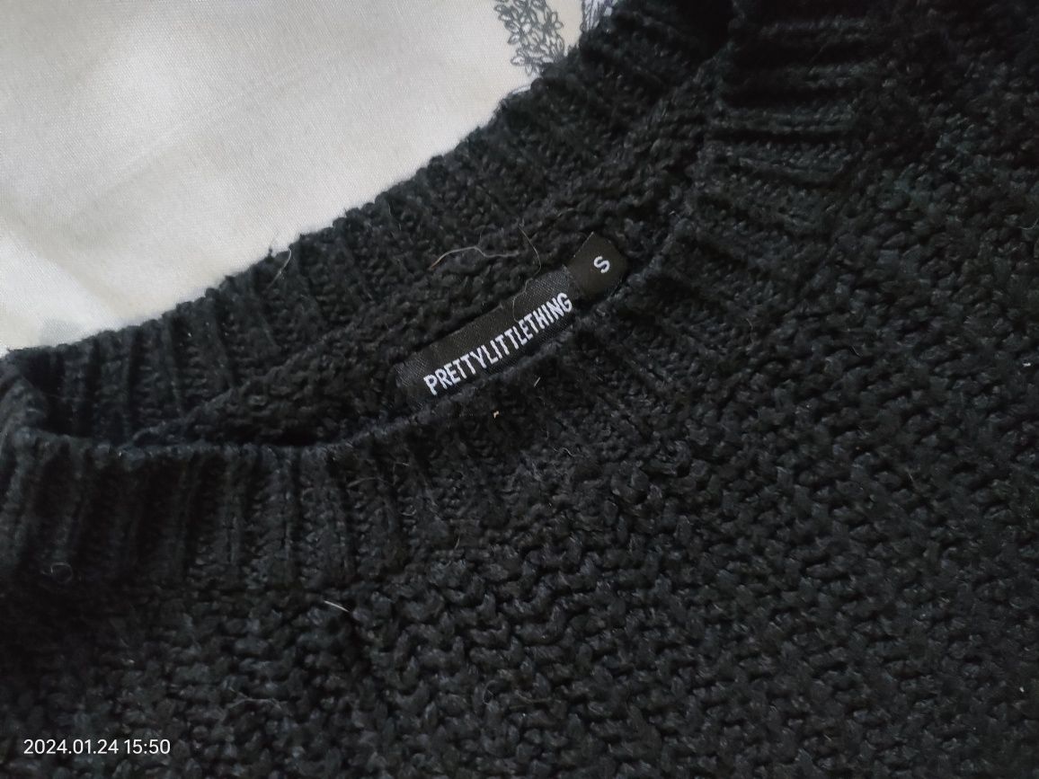 Gruby damski ciepły czarny sweter prettylittlething oversize