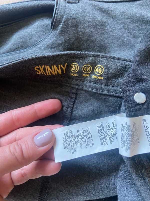 46 48 +size xxl skinny szare spodnie rurki materiałowe