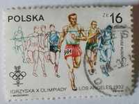 Znaczek pocztowy igrzyska olimpiada sport bieganie Polska 1984