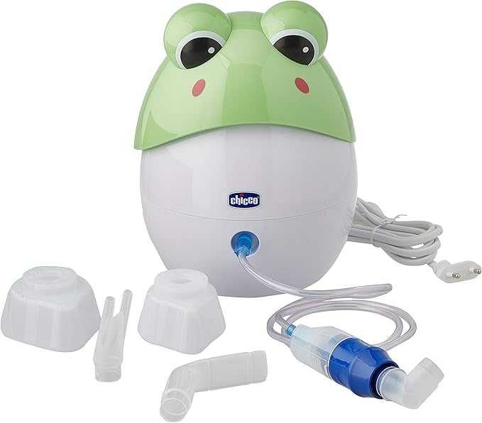 Nebulizator Chicco Żaba 1ml w 5min. ustnik maski dla dzieci NOWE