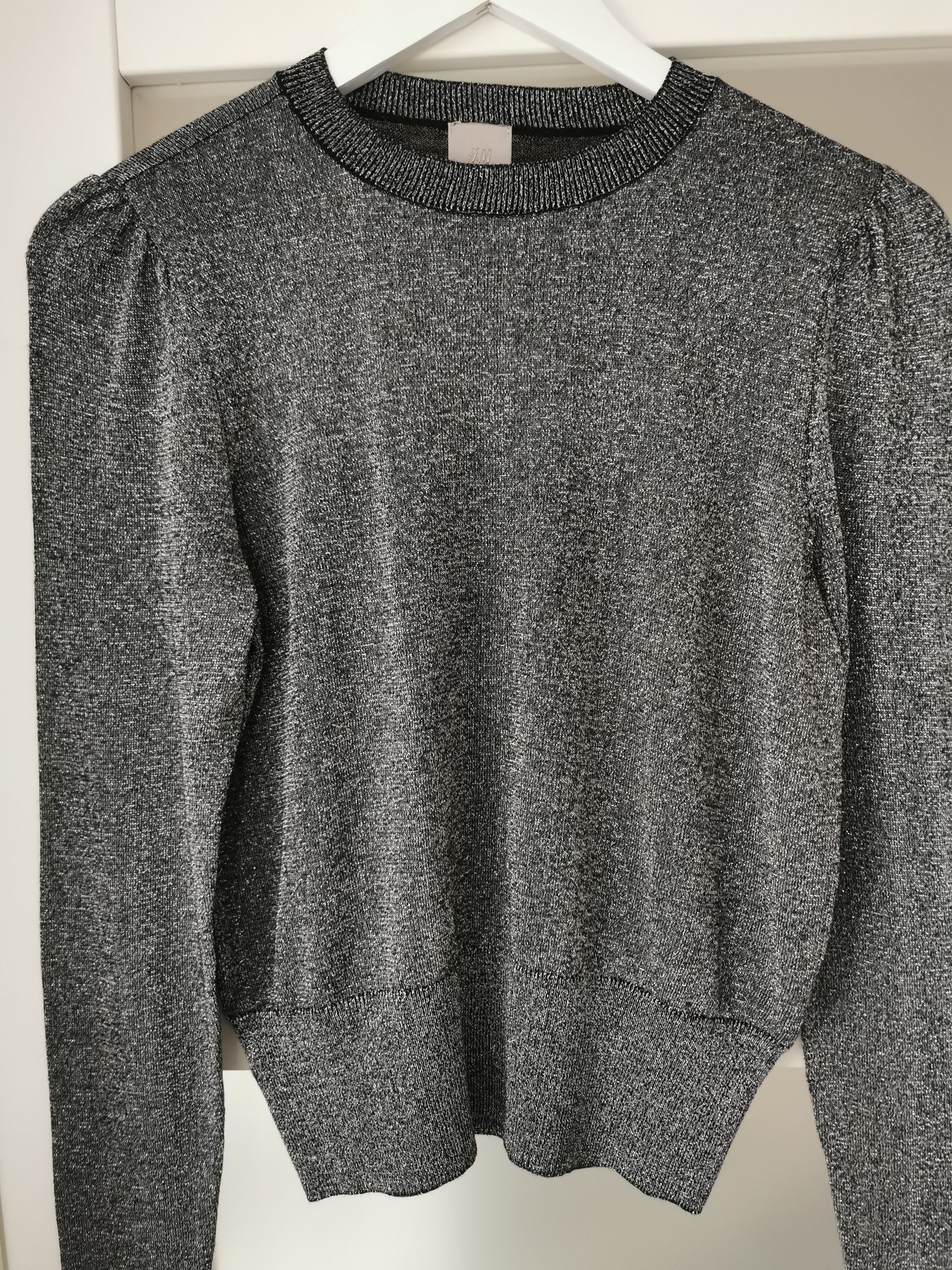 Sweter czarny metaliczna nitka h&m s