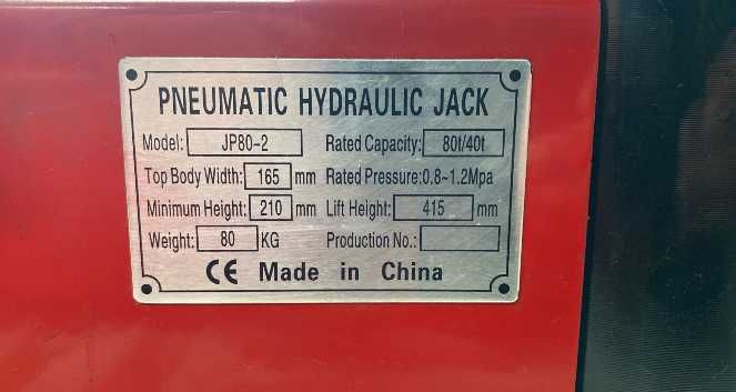 Пневматичний, підкатний домкрат на 80 тон + ШЛАНГ TIR