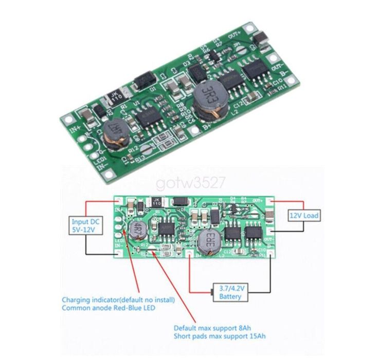 Модуль безперебійного живлення (ДБЖ) IN li-ion 3.7V / OUT 12V (9V)