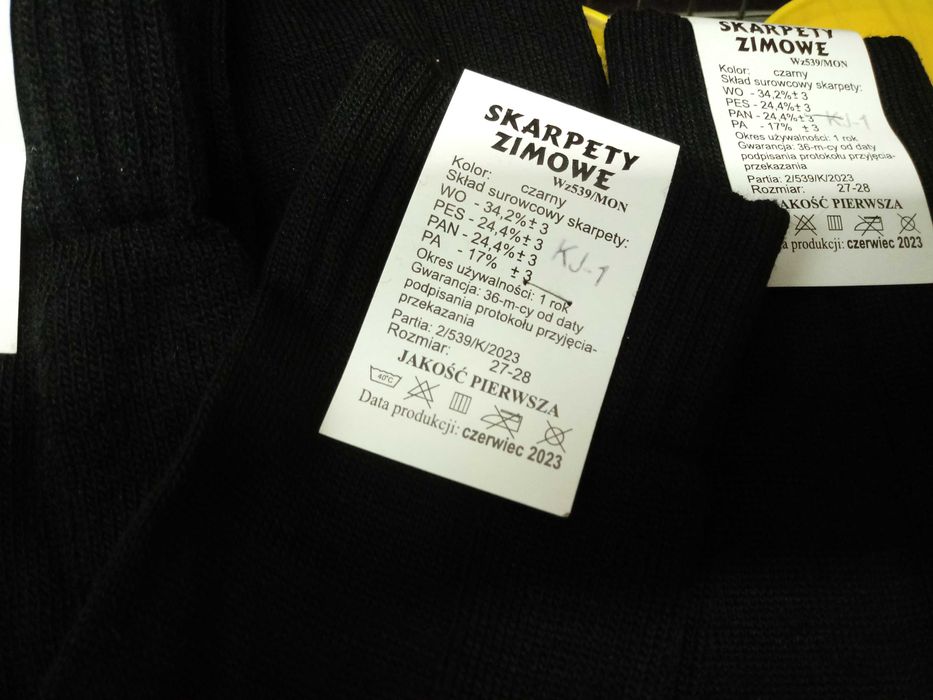 Skarpety Wojskowe Polskie Zimowe Czarne Oryginał Nowe