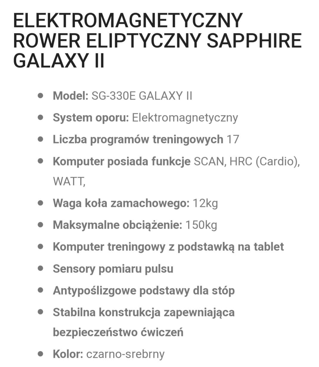 Rower elektromagnetyczny eliptyczny orbitrek sapphire galaxy II