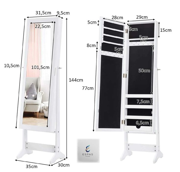 Szafka na biżuterię Lustro wolnostojące