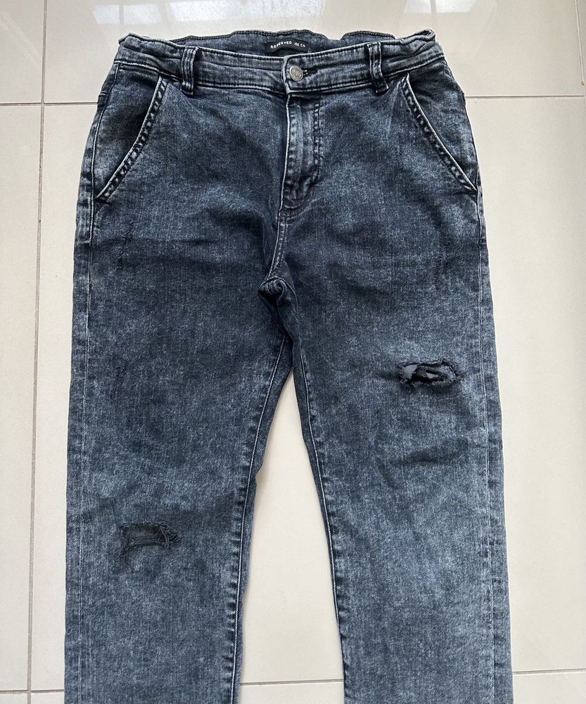 Spodnie jeansowe RESERVED rozmiar 152 szare regulacje w pasie