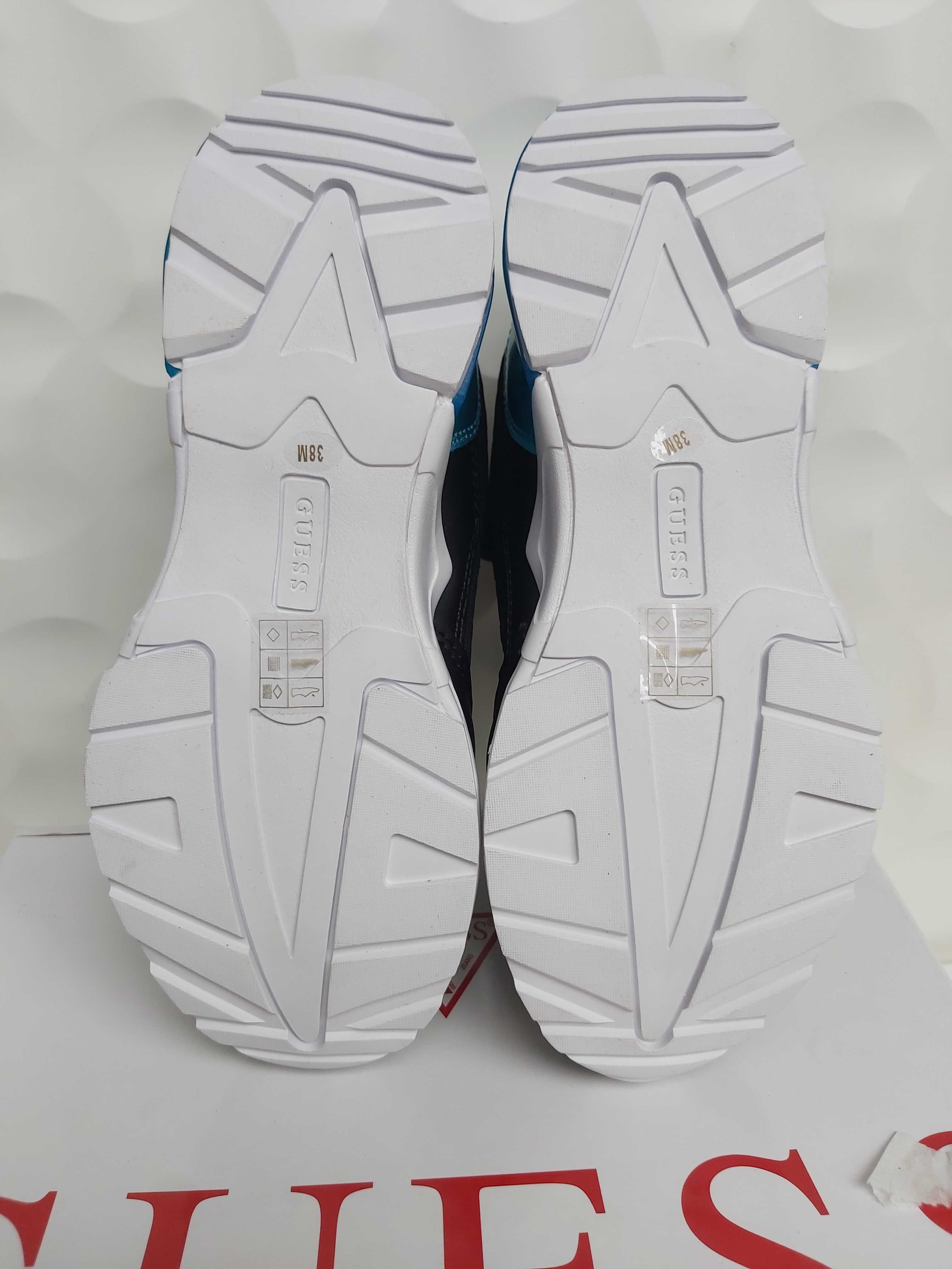 SP NOWE sneakersy niebieskie biale GUESS a361 platforma 38