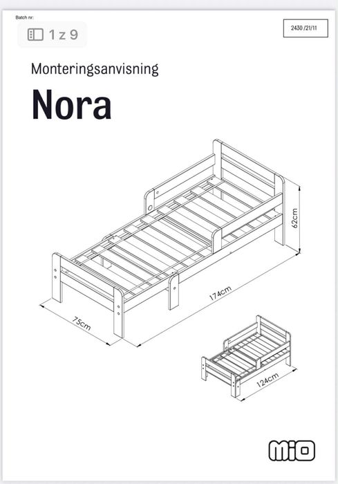 Łóżko dziecięce MIO Nora – regulowane, z barierkami